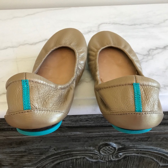 TIEKS METALLIC GOLD BALLET FLATS - Picture 6 of 12